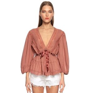 FREE PEOPLE Favorite Romance Tunic In Rose Size XS Boho Blouse